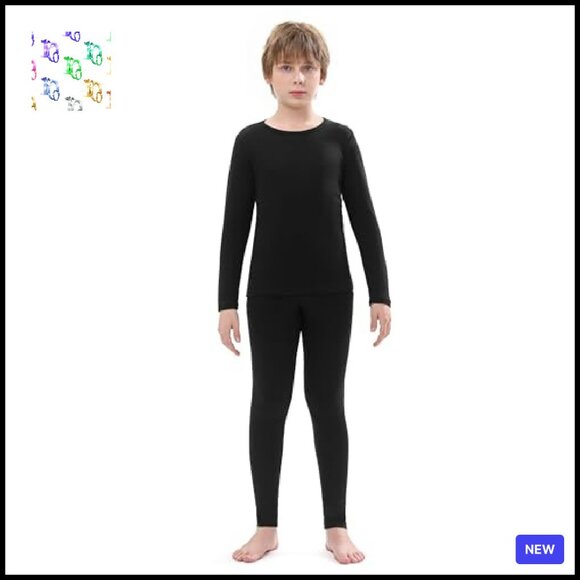 Merino Wool Thermal Base Layer Set Kids Unisex Midweight Classic Comfort - Picture 2 of 7